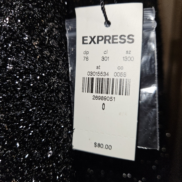 Express Black Sparkly Trouser Shorts Size 0 NWT! (about 26 inch waist) - Picture 4 of 7